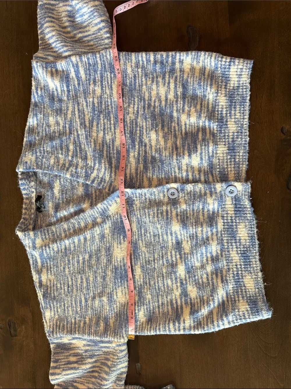 My Michelle Blue & Cream Marled Knit Cardigan and Matching Short Set size L
